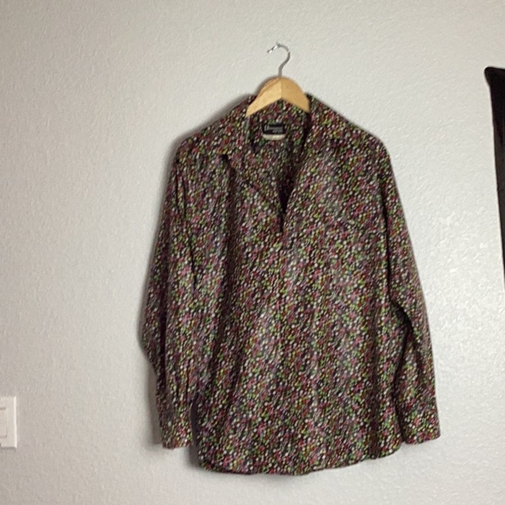 Obermeyer Nylon Wind Pullover Floral Print Men's Shirt Made In Japan Size M